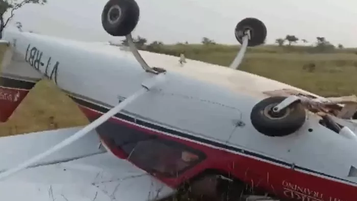 Pune Aircraft Crashed: पुणे में ट्रैनिंग सत्र के दौरान हादसे का शिकार हुआ एक विमान (फोटो एएनआई)