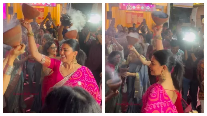 Sushmita Sen Perform Dhunuchi Dance During Durga Puja Celebrations