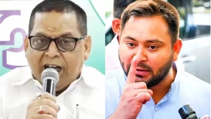 तेजस्वी यादव और जेडीयू नेता नीरज कुमार (जागरण)