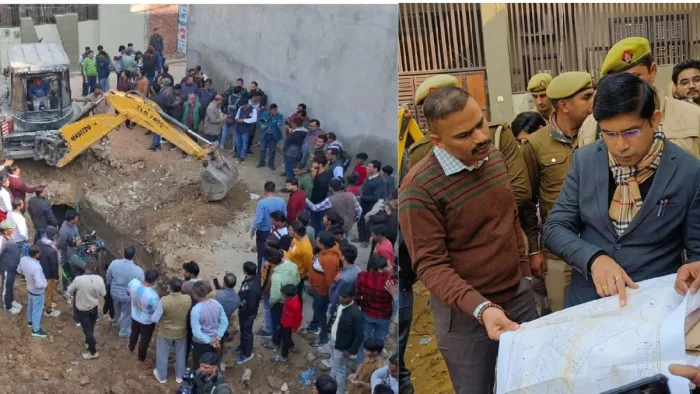 संभल के क्षेमनाथ मंदिर स्थित कुएं में दिखा पानी। जागरण
