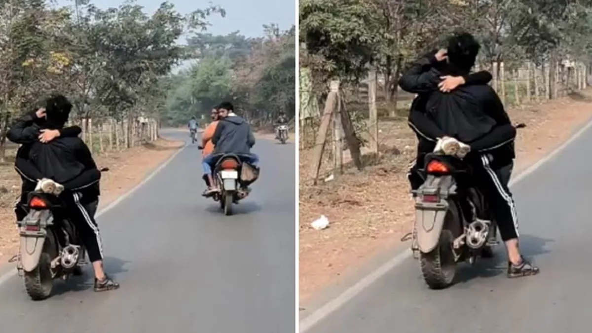 Chhattisgarh: चलती बाइक पर रोमांस करना कपल को पड़ा भारी, पुलिस ने किया  गिरफ्तार - Couple held for indecent activity over bike in Durg
