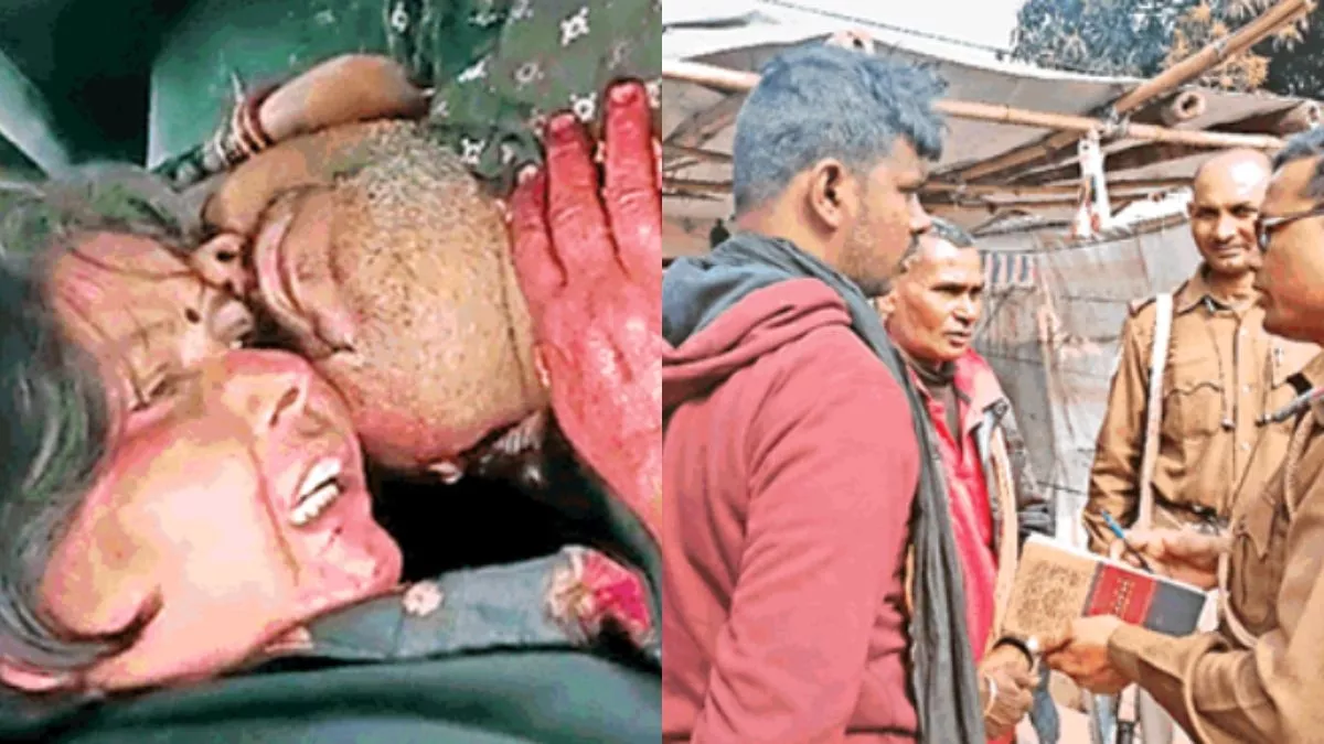 एक तरफ मनोज की लाश से लिपटी उसकी पत्‍नी, दूसरी तरफ लोगों से पूछताछ करती पुलिस