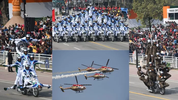 गणतंत्र दिवस परेड रिहर्सल में जांबाजों ने दिखाए हैरतअंगेज कारनामे