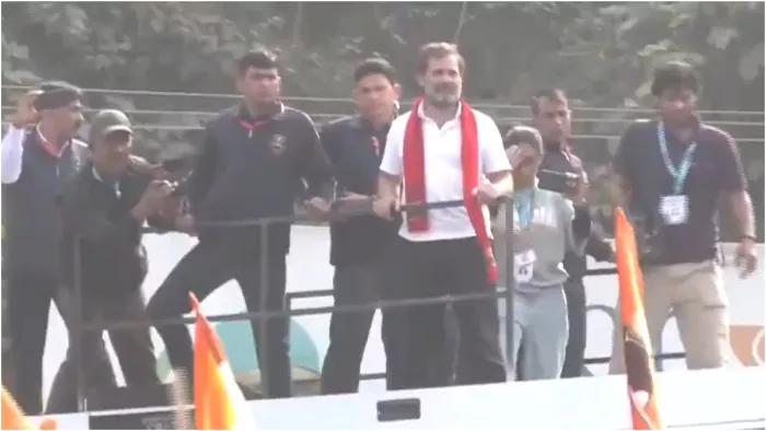 भारत जोड़ो न्याय यात्रा के दौरान मचा बवाल (Image: ANI)