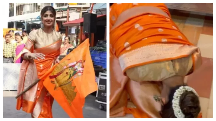 शिल्पा शेट्टी सिद्धिविनायक मंदिर में. फोटो क्रेडिट- वूमप्ला इंस्टाग्राम