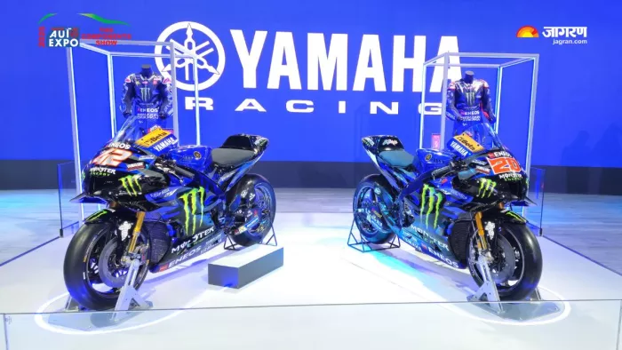 Auto Expo 2025 में शोकेस हुई Yamaha की मोटरसाइकिलें।
