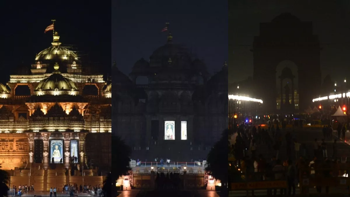 दिल्ली में इंडिया गेट, अक्षरधाम सहित अचानक अंधेरे में डूब गईं कई स्मारक और धरोहरें