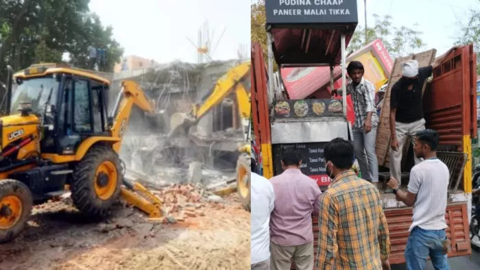 दिल्ली नगर निगम ने चलाया अतिक्रमण हटाओ अभियान।