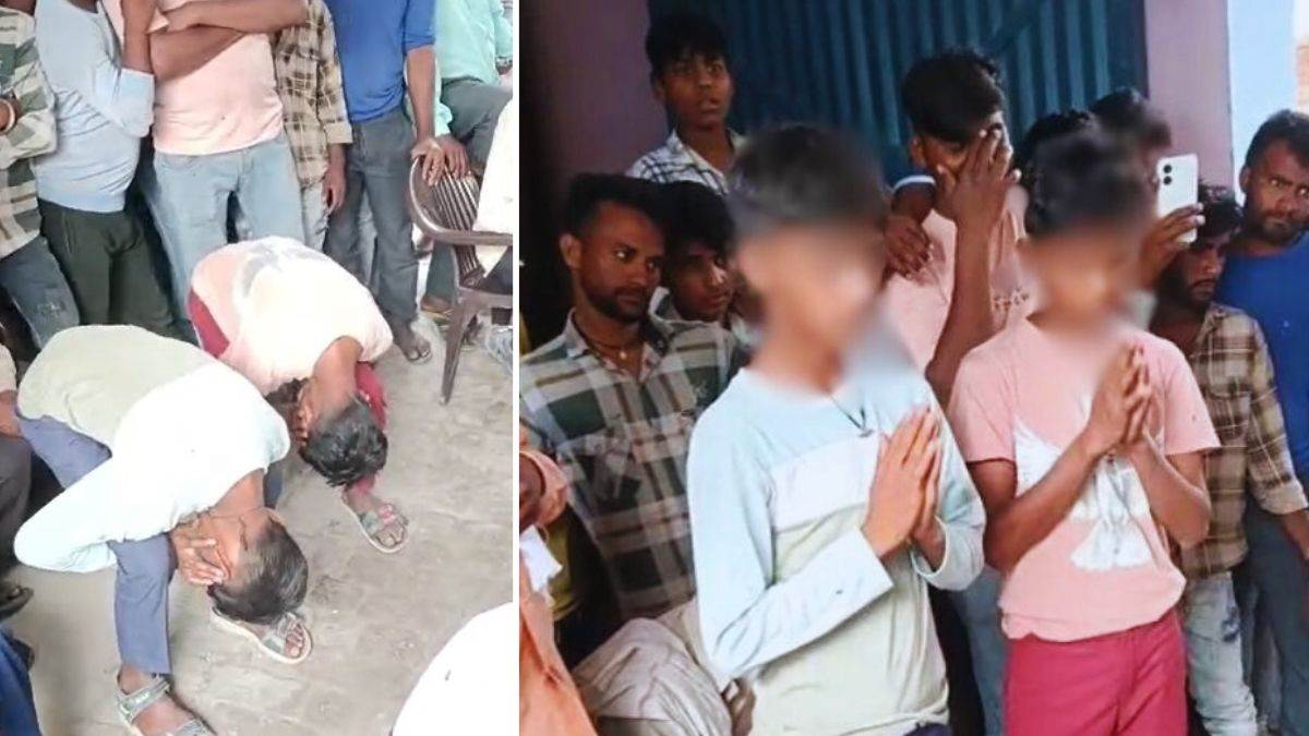 amroha panchayat minor children forced to act like chickens for forgiveness