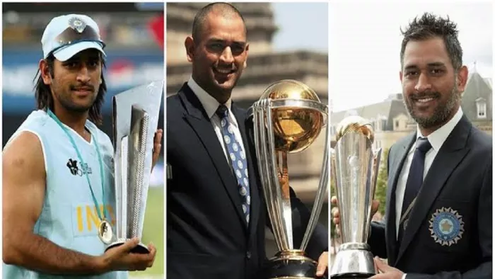 MS Dhoni Three ICC Trophy- Pic Credit- Twitter
