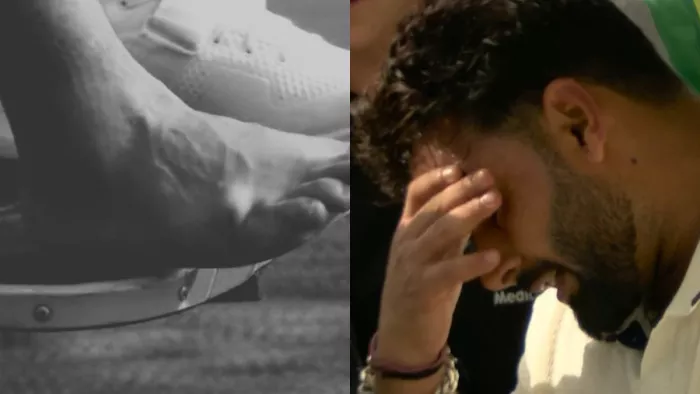 ऋषभ पंत के पैर में लगी चोट। फोटो- स्क्रीन ग्रैब