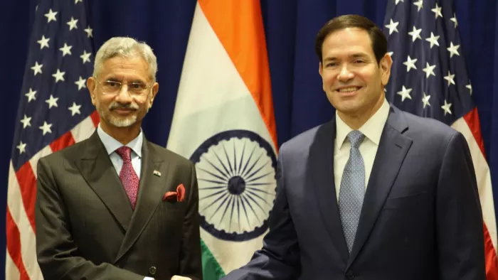 एस. जयशंकर ने की अमेरिकी विदेश मंत्री से मुलाकात।