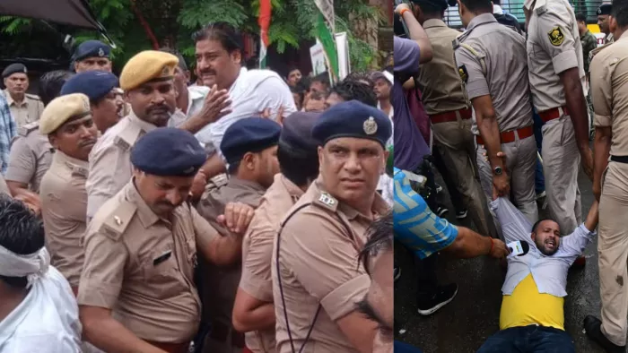 पटना में युवा कांग्रेस वर्करों पर लाठी चार्ज