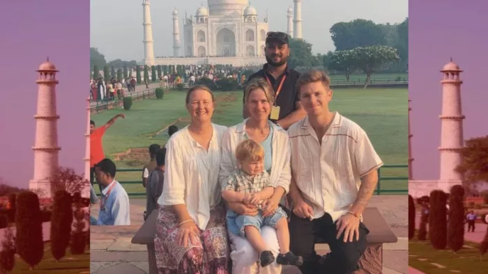 आस्ट्रेलिया के क्रिकेटर एडम जम्पा ने देखा ताजमहल।तस्वीर सोर्स सोशल मीडिया।