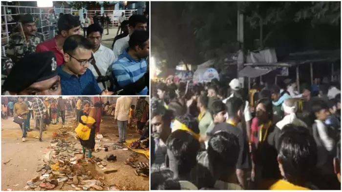 गोपालगंज में पूजा-पंडाल के सामने भगदड़ में दो वृद्ध महिलाओं समेत पांच वर्षीय बच्चे की मौत हो गई।