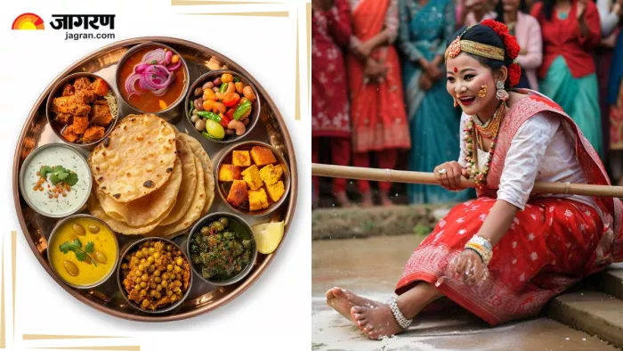 Tharu Tribe: पति को पैर से खाना क्यों परोसती है थारू जनजाति की नई नवेली दुल्हन? (Image Source: Meta, AI)