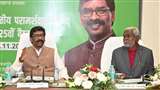 Jharkhand News: टीएसी की बैठक को संबोधित करते मुख्यमंत्री हेमंत सोरेन व मंत्री चंपई सोरेन।