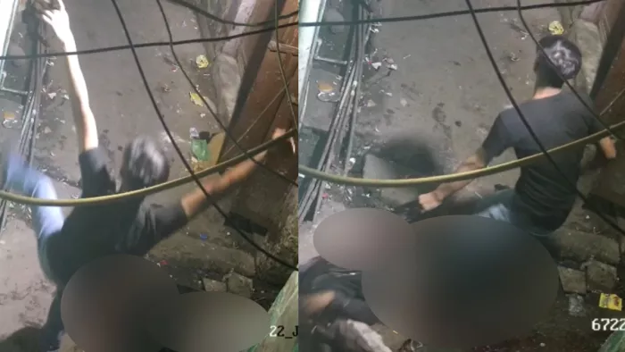 हत्या के बाद नाचता और शव को खींचता दिख रहा आरोपी। वीडियो ग्रैब