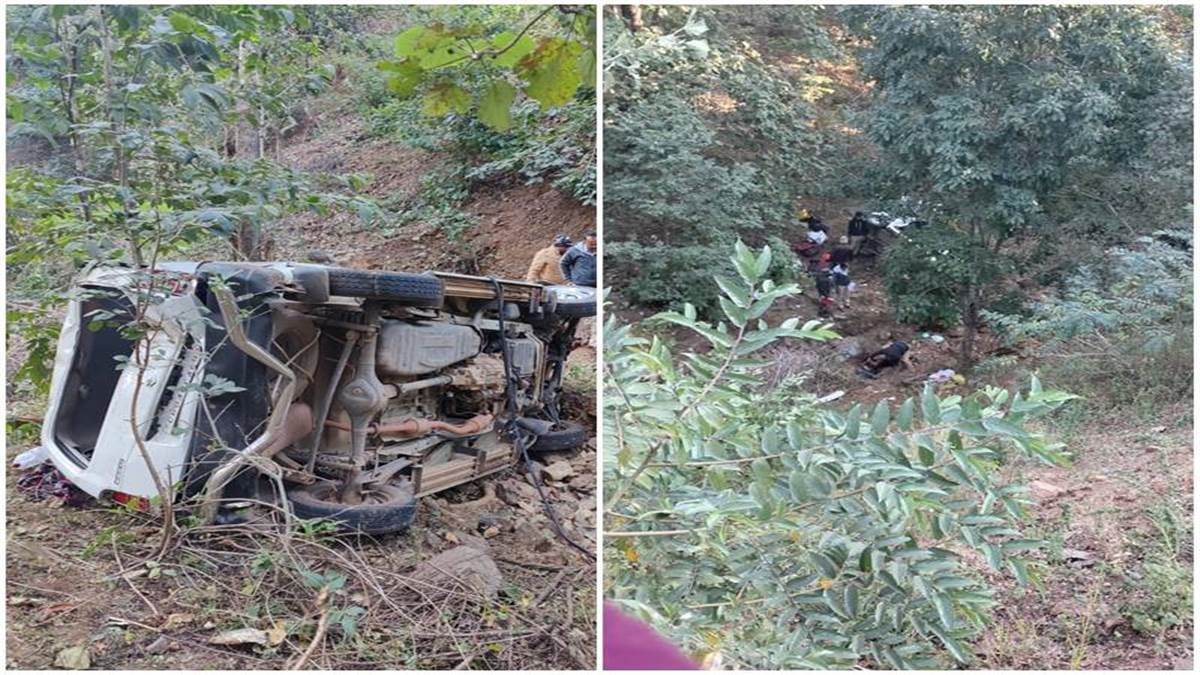 road accident in kawardha of kabirdham district car fell into deep ditch four died