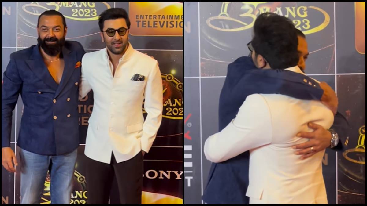 animal actor ranbir kapoor and bobby deol reunites at umang police show in mumbai watch video