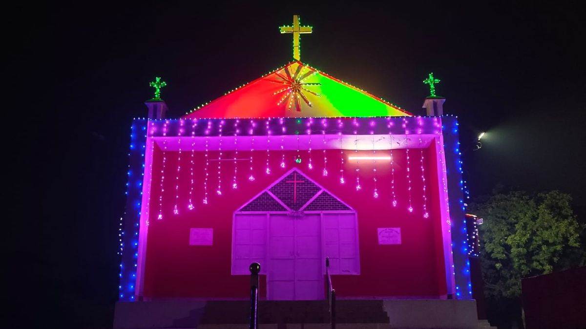 the church is decorated and ready in mathura lord jesus will be born on tuesday