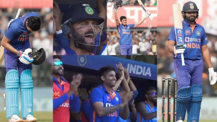 IND vs NZ 3rd ODI Rohit Sharma Shubman Gill Century Celebration