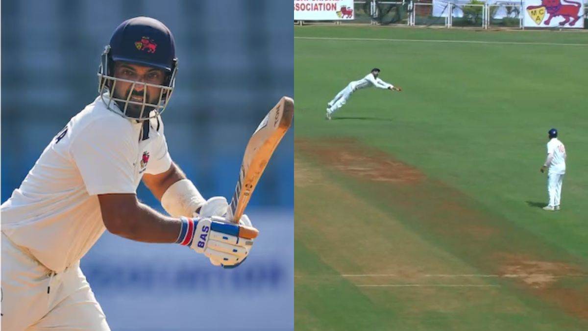 paras dogra catch to dismiss ajinkya rahane in ranji trophy