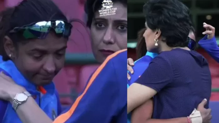 अंजुम चोपड़ा के गले लगकर रोईं हरमनप्रीत कौर। फोटो- वीडियो से