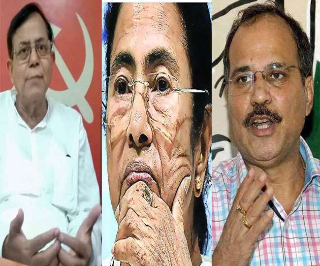 सलीम, ममता बनर्जी और अधीर रंजन चौधरी की तस्वीर।