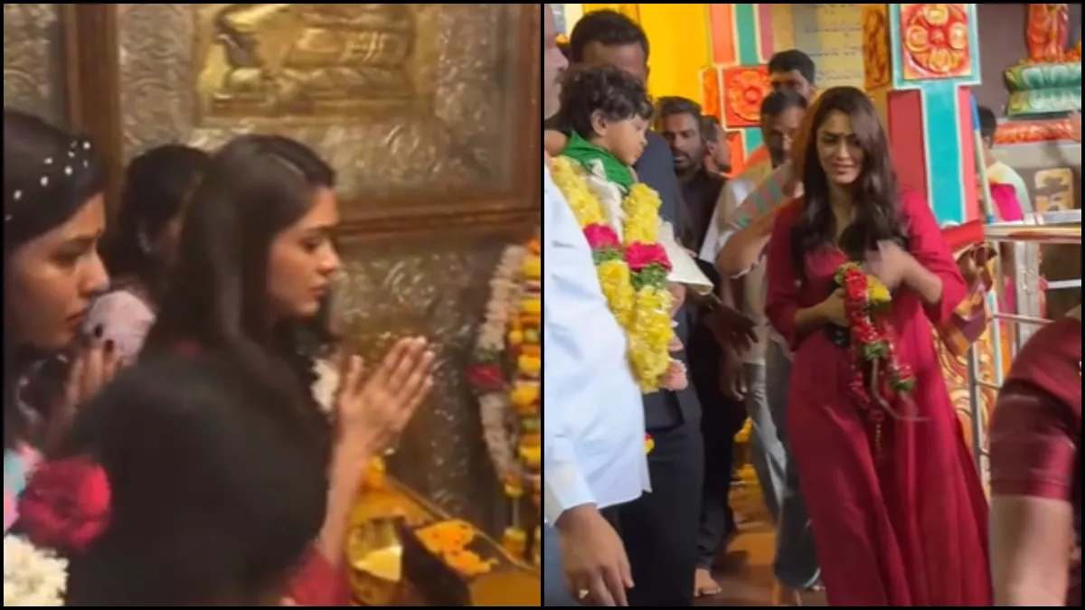 Family Star की रिलीज से पहले Mrunal Thakur ने लिया भगवान का आशीर्वाद, मंदिर  में पूजा-अर्चना करते आईं नजर - family star actress mrunal thakur visits sri  yellamma pochamma temple and seeks