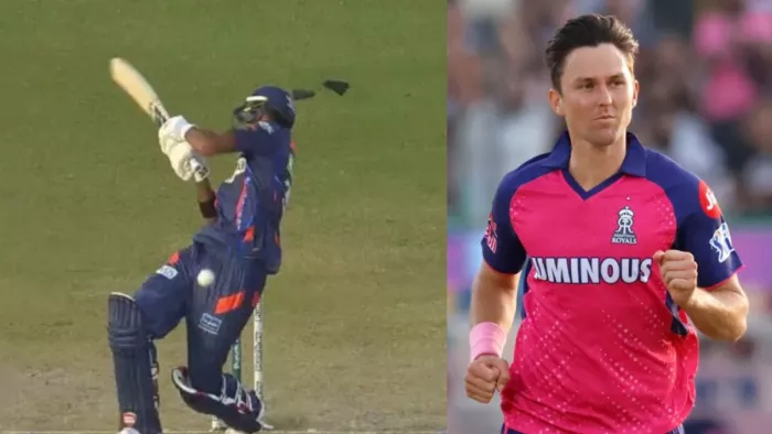 RR vs LSG: ट्रेंट बोल्ट ने किया देवदत्त पडिक्कल को क्लीन बोल्ड।