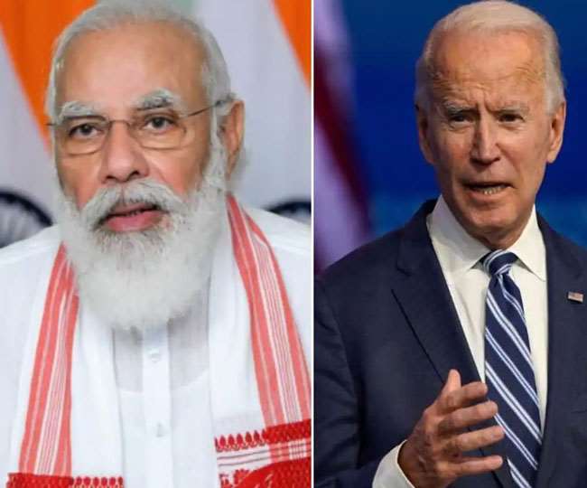 भारत के प्रधानमंत्री नरेंद्र मोदी ने किया बाइडन का स्वागत। (फोटो: दैनिक जागरण)
