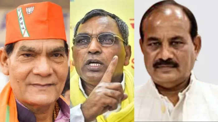 कैबिनेट मंत्री एके शर्मा, ओमप्रकाश राजभर और दारा सिंह चौहान। जागरण