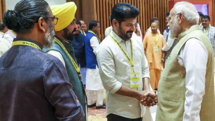 पीएम मोदी ने नीति आयोग की 10वीं गवर्निंग काउंसिल की बैठक की अध्यक्षता की। (फोटो- पीटीआई)