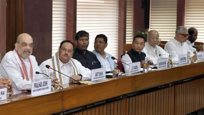 मणिपुर की स्थिति को लेकर सर्वदलीय बैठक संपन्न (फोटो: एएनआई)