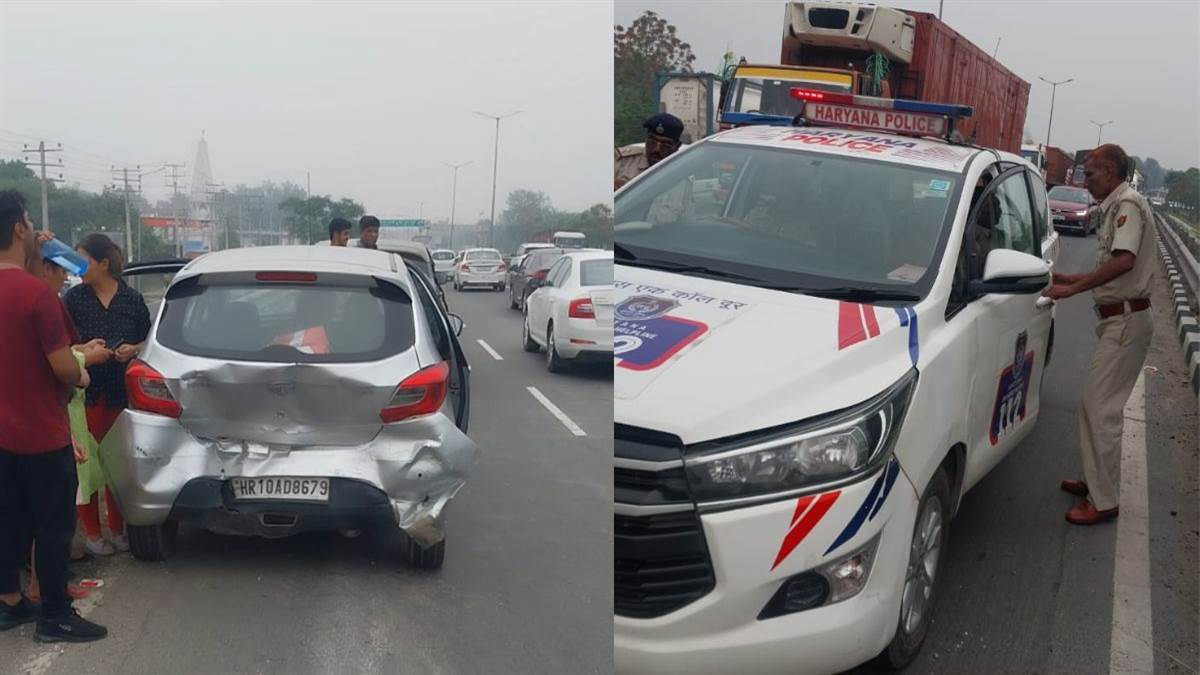 Karnal नेशनल हाइवे पर कार ने मारी ट्रक को टक्कर, फिर हादसा देखने रुकी