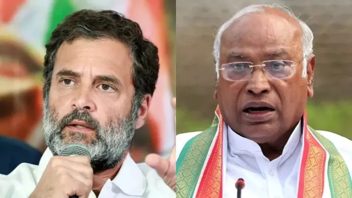 कांग्रेस सांसद राहुल गांधी और कांग्रेस अध्यक्ष मल्लिकार्जुन खरगे। (फाइल फोटो)