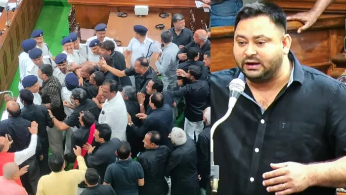 'ज्यादा जोर से बोलेगा तो...', बिहार विधानसभा में तेजस्वी के भाषण के बीच हंगामा; बन गई मारपीट की नौबत