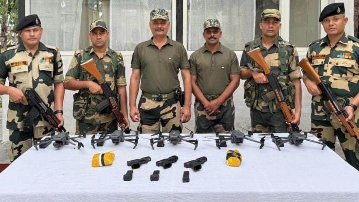 major smuggling plot foiled amritsar bsf shot down 6 pakistani drones huge cache weapons recovered