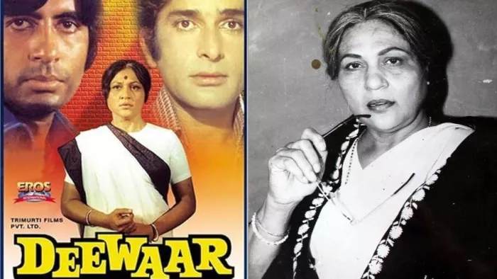 दीवार का पोस्टर और निरुपा रॉय। फोटो- IMDb