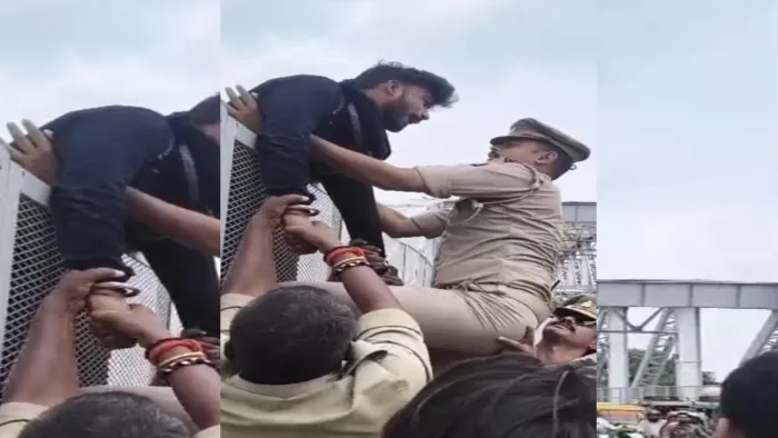 मालवीय पुल पर युवक ने की आत्महत्या की कोशिश।