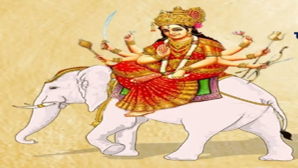 सोमवार के दिन नवरात्र शुरू होने के कारण मां भगवती का वाहन हाथी है।