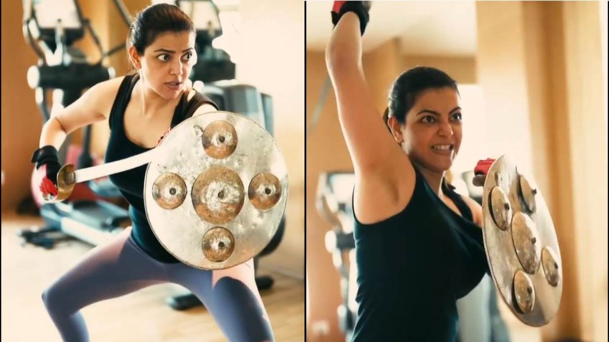 kajal aggarwal kalaripayattu video fiercely fighting with sword watch viral video