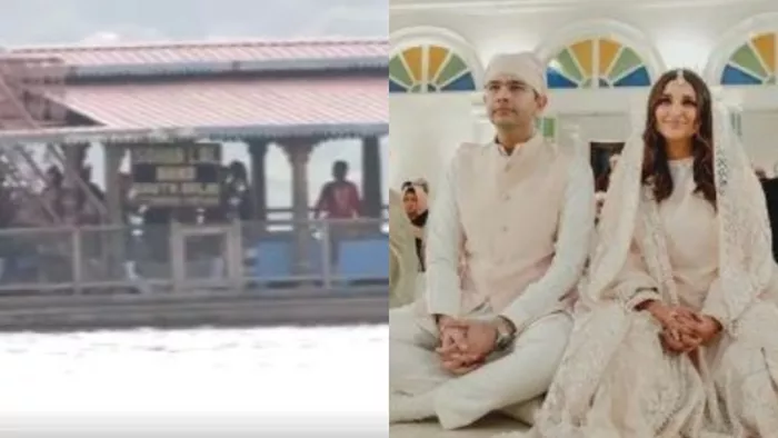 परिणीति चोपड़ा और AAP सांसद राघव चड्ढा की शादी में साफा बांधे हुए दिखे दिल्ली के CM अरविंद केजरीवाल।
