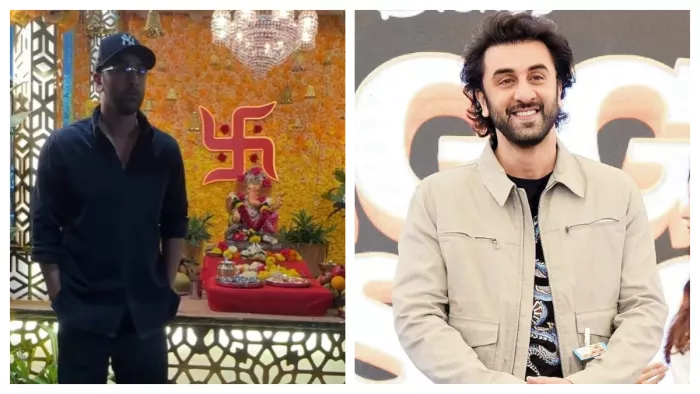 Ranbir Kapoor perform Ganapti Aarti. Photo Credit: Varinder Chawla Video Screenshot