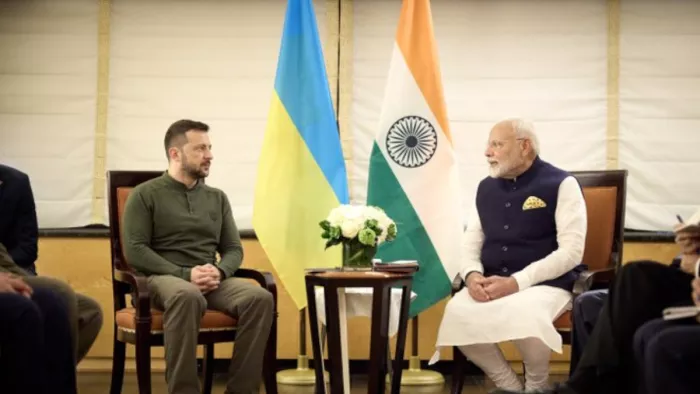 यूक्रेनी राष्ट्रपति वोलोदिमिर जेलेंस्की और प्रधानमंत्री नरेंद्र मोदी।