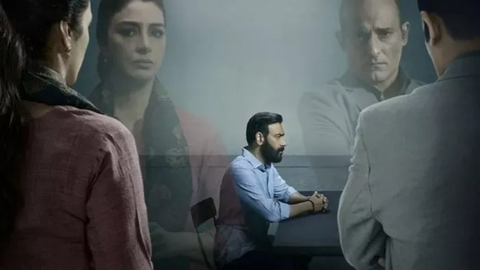 Photo of Ajay Devgan Tabu and Akshay Khanna from Drishyam 2 Poster. Photo Credit/ Ajay Devgan Instagram