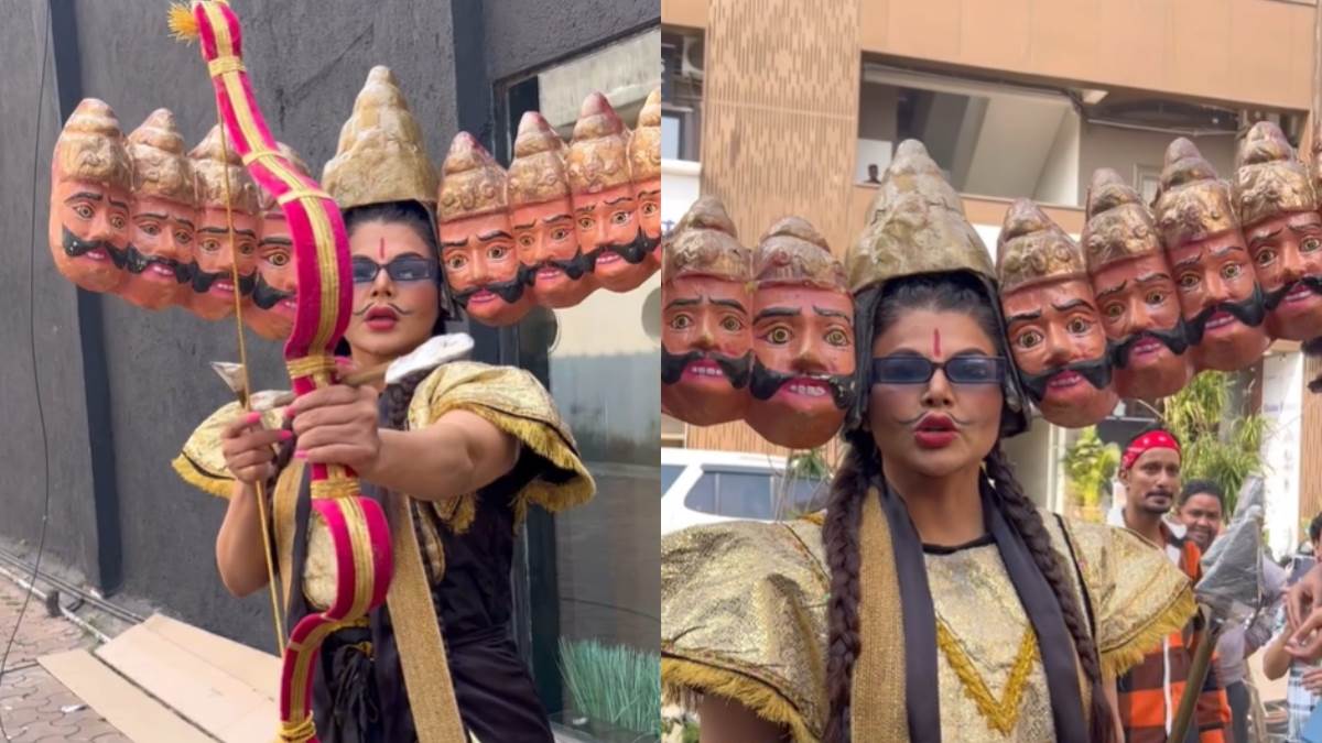 dusshera 2023 rakhi sawant was seen on the road in ravan look