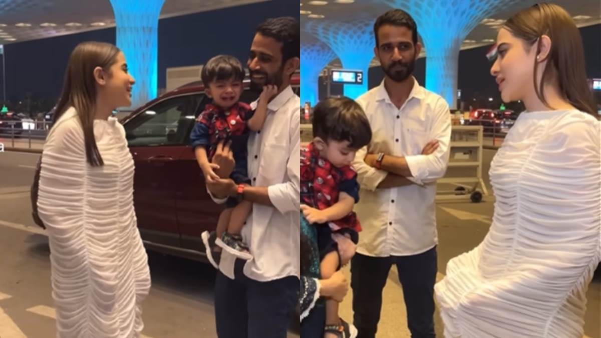 seeing urfi javed the child started crying at the airport video viral