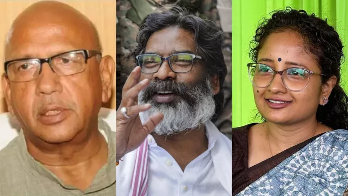 सरयू राय, हेमंत सोरेन और कल्पना सोरेन। फाइल फोटो
